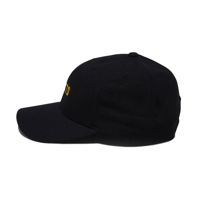 Poets Embroidered Cloth Snapback Hat - Black