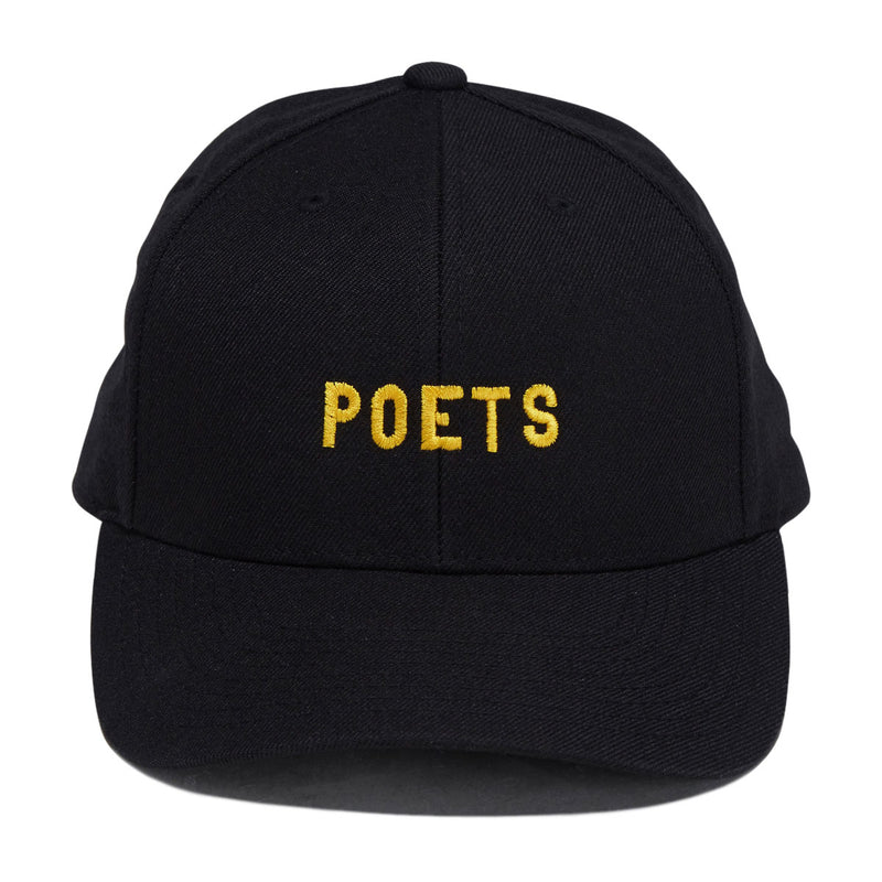 Poets Embroidered Cloth Snapback Hat - Black