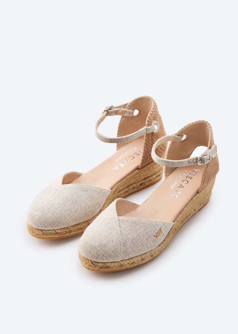 Pubol Limited Edition Silver Canvas Ankle Strap Women Espadrille Low Heel Wedges