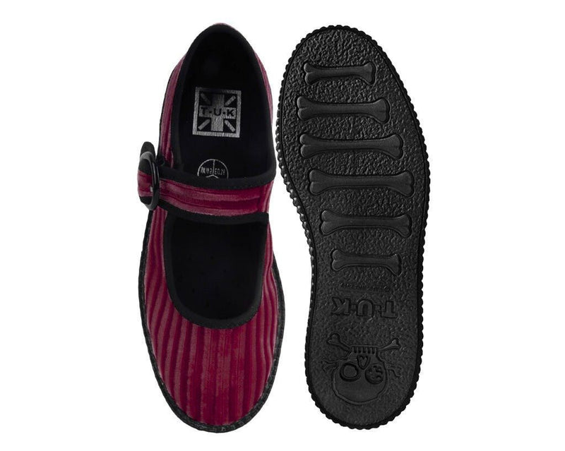 F3214L Red Corduroy Viva Low Mary Jane