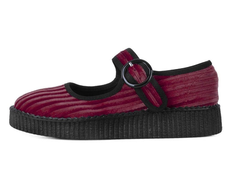 F3214L Red Corduroy Viva Low Mary Jane