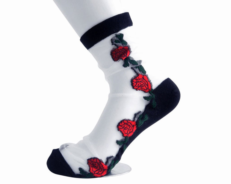 TSK1001 Red Rose Sheer Sock TSK1001-OS
