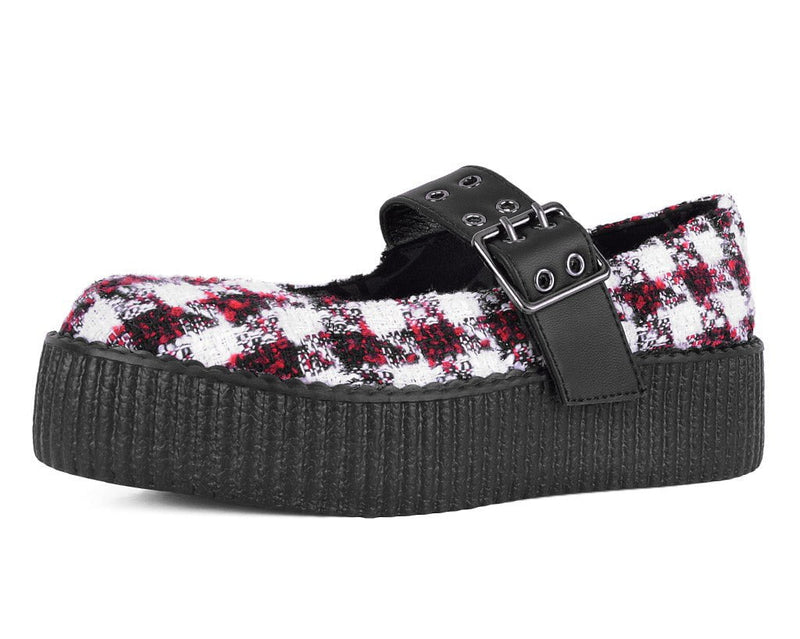 V3278L Red & White Checkered Mondo Mary Jane