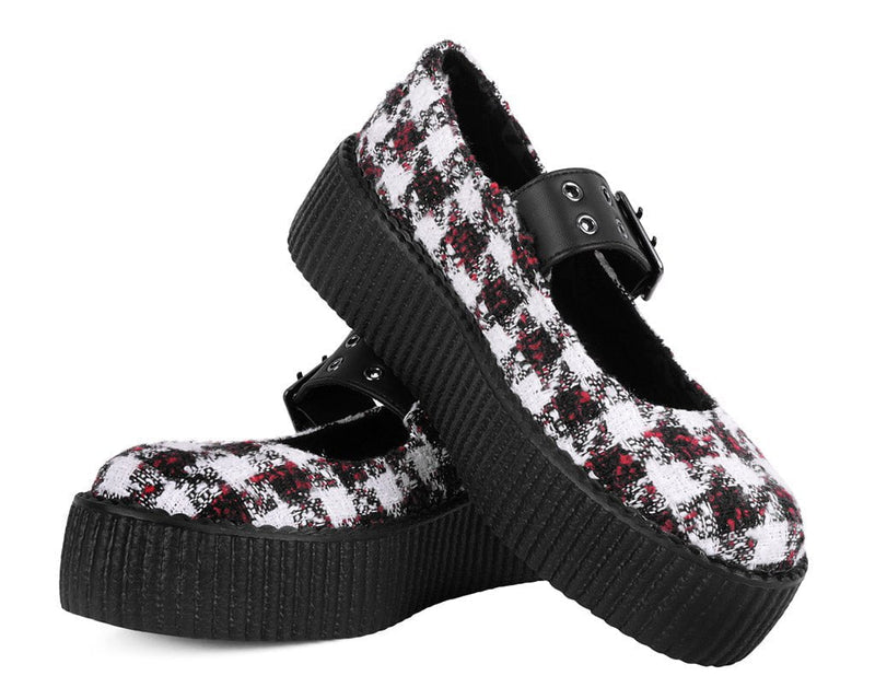 V3278L Red & White Checkered Mondo Mary Jane
