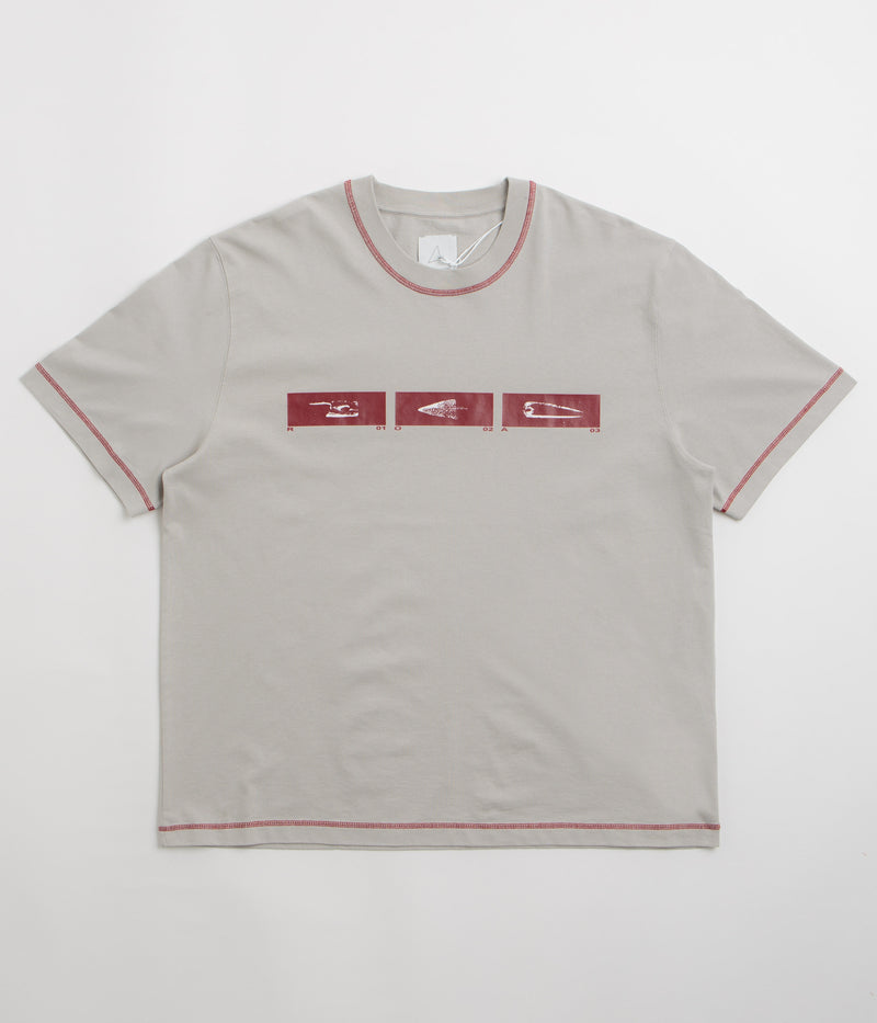 ROA Sticks Stitch T-Shirt in Light Grey