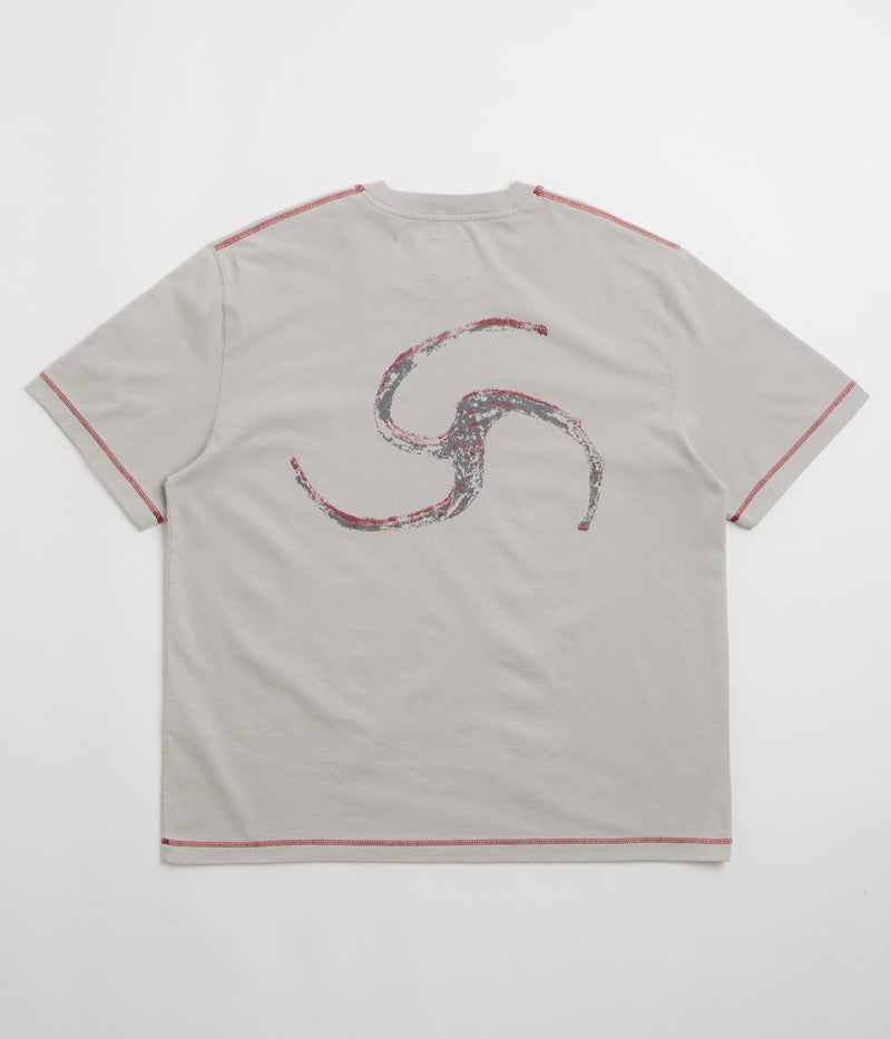 ROA Sticks Stitch T-Shirt in Light Grey
