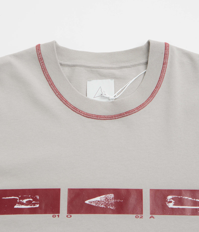 ROA Sticks Stitch T-Shirt in Light Grey