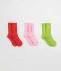 Salomon Everyday Crew Socks (3 Pack) in Flame Scarlet and Dark Citron / Fairy Tale