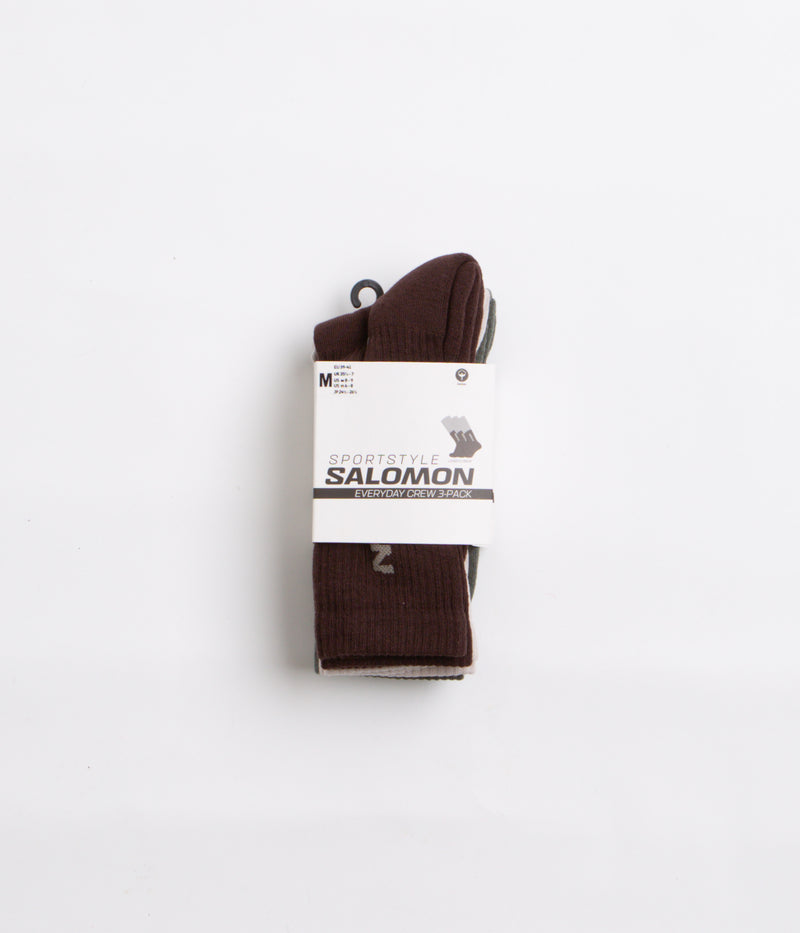 Salomon Everyday Crew Socks (3 Pack) in Silver Cloud and Sedona Sage / French Roast
