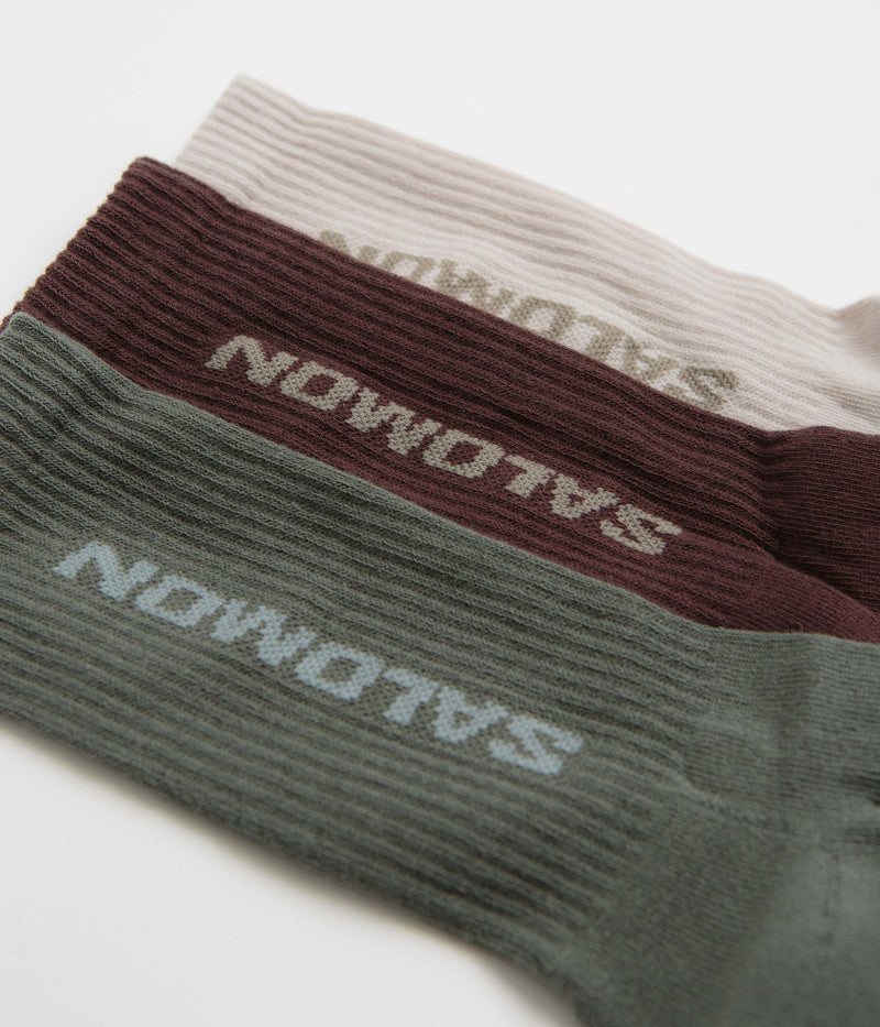 Salomon Everyday Crew Socks (3 Pack) in Silver Cloud and Sedona Sage / French Roast