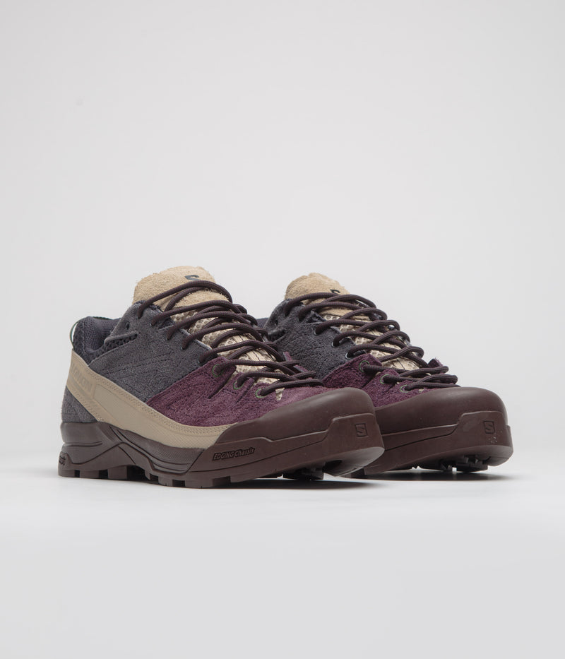 Salomon X-ALP Suede Shoes in Plum Perfect and Nine Iron / Safari