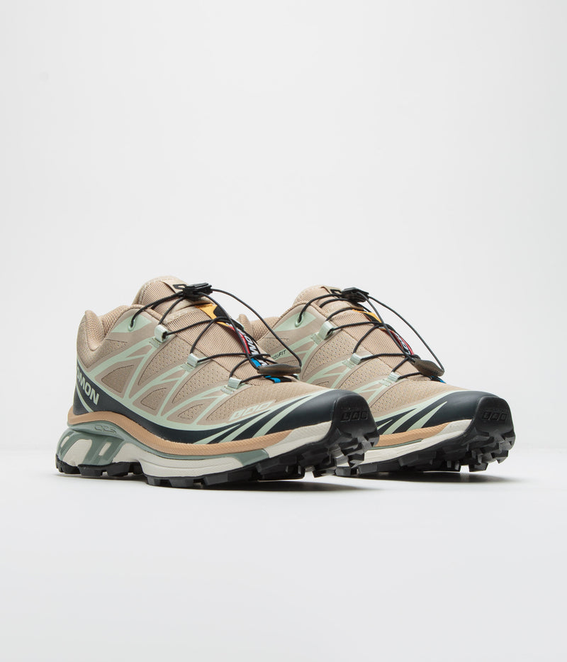 Salomon XT-6 Shoes in Oxford Tan and Carbon / Clearly Aqua