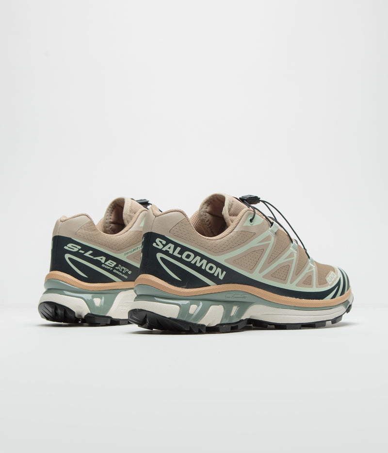 Salomon XT-6 Shoes in Oxford Tan and Carbon / Clearly Aqua