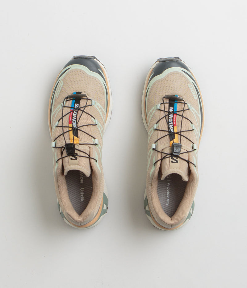 Salomon XT-6 Shoes in Oxford Tan and Carbon / Clearly Aqua