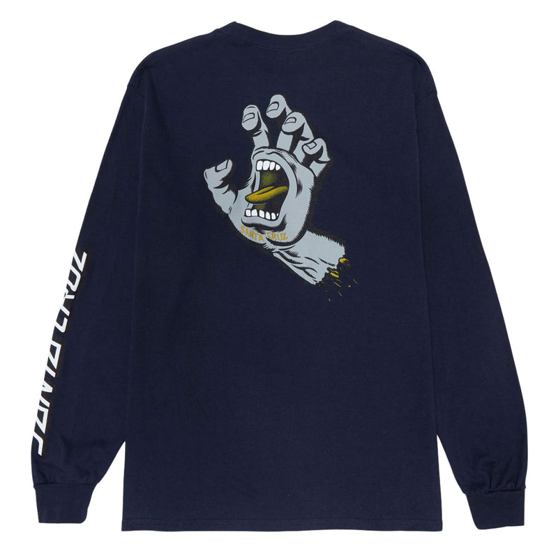Santa Cruz Screaming Hand Long Sleeve T-Shirt - Navy/Grey/Gold