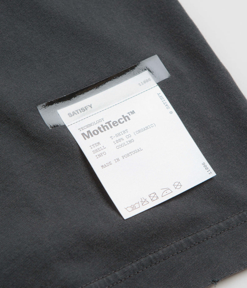 Satisfy MothTech Varsity Logo T-Shirt in Aged Black