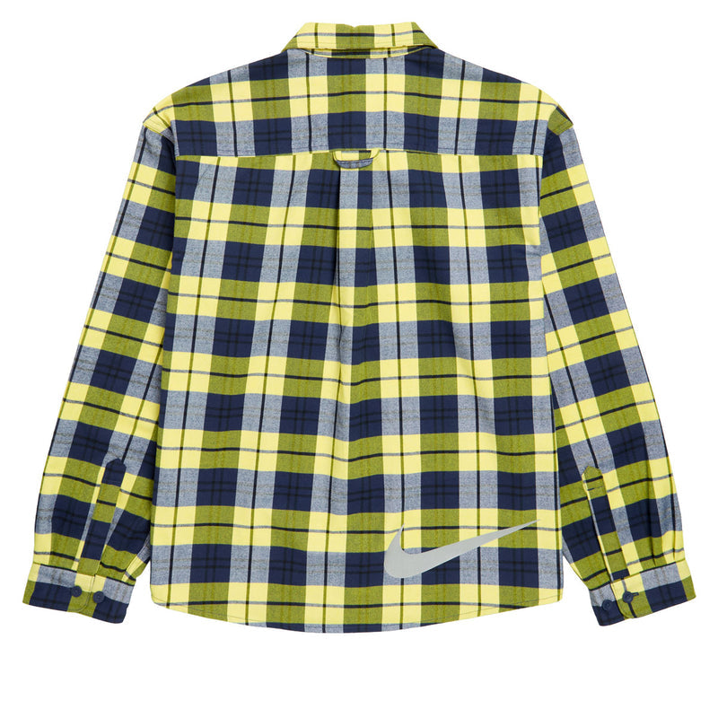 SB Koston Long Sleeve Flannel Shirt - Midnight Navy/Speed Yellow
