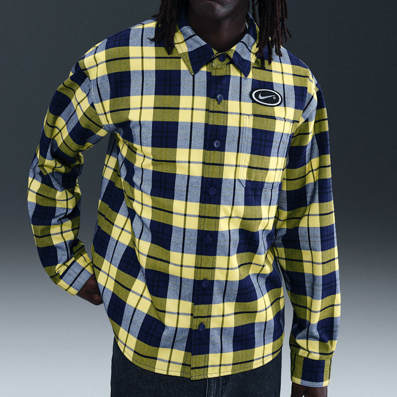SB Koston Long Sleeve Flannel Shirt - Midnight Navy/Speed Yellow