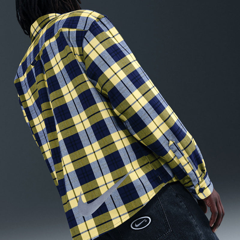 SB Koston Long Sleeve Flannel Shirt - Midnight Navy/Speed Yellow