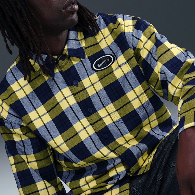 SB Koston Long Sleeve Flannel Shirt - Midnight Navy/Speed Yellow