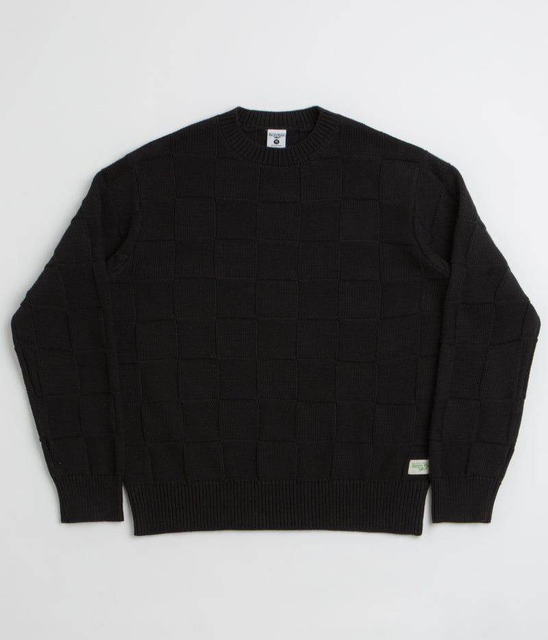 Service Works Check Knit Crewneck Sweatshirt in Black