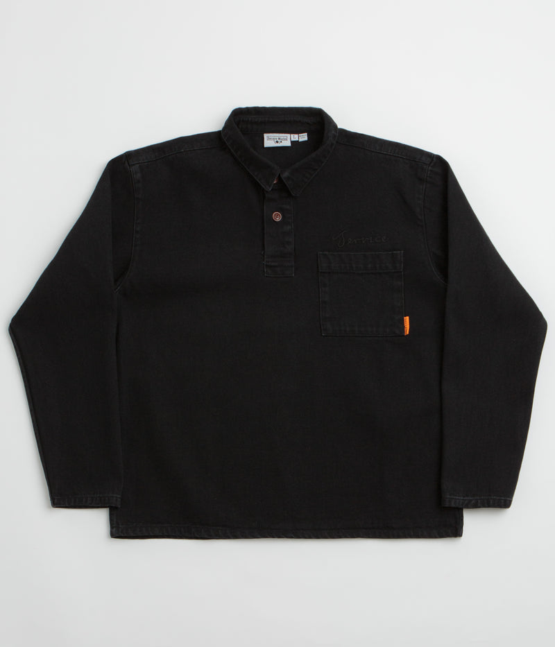 Service Works Denim Script Popover Shirt in Dark Wash