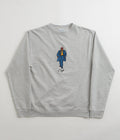 Skateboard Cafe Suit Embroidered Crewneck Sweatshirt in Heather Grey