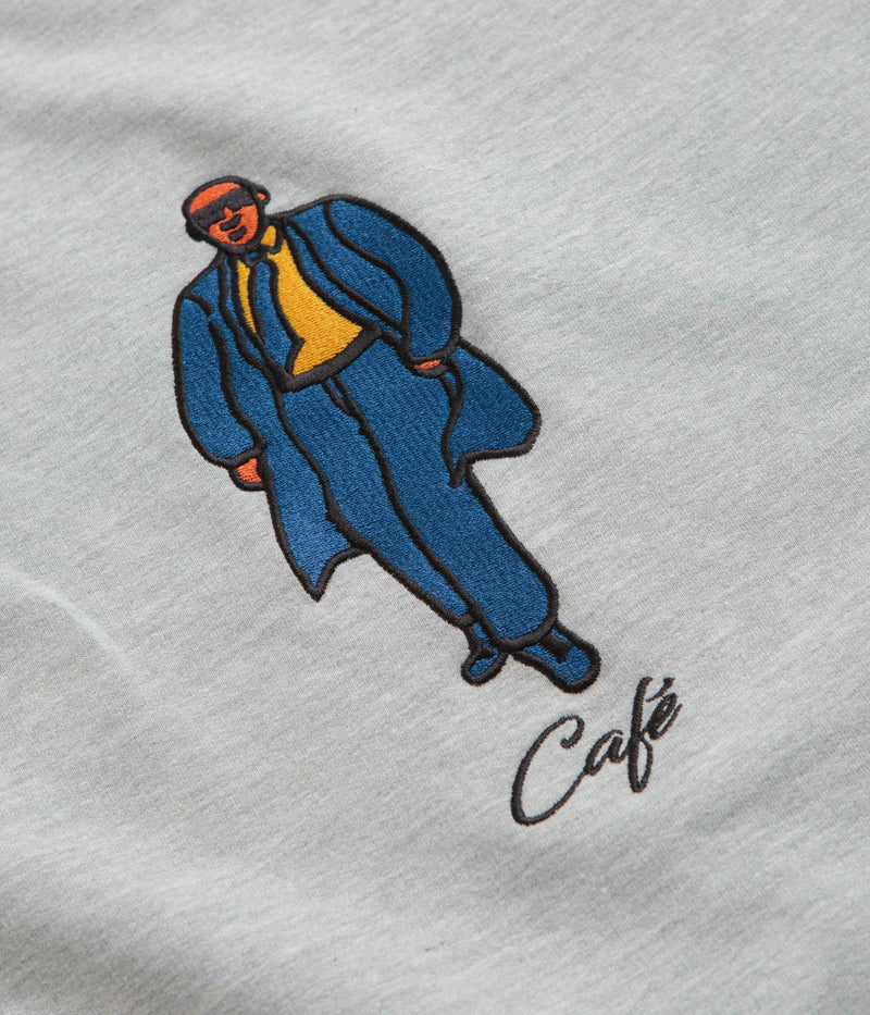 Skateboard Cafe Suit Embroidered Crewneck Sweatshirt in Heather Grey
