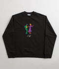 Skateboard Cafe Swing Embroidered Crewneck Sweatshirt in Black