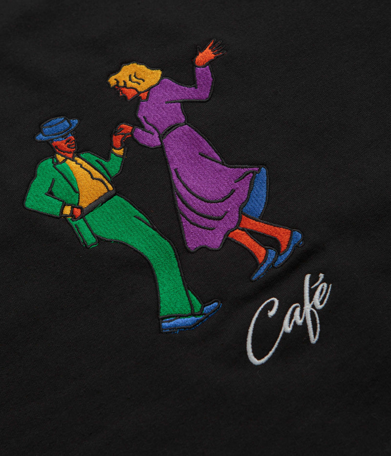 Skateboard Cafe Swing Embroidered Crewneck Sweatshirt in Black