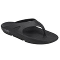 The Sovella Mens PF Thong Black sandal features a thick contoured sole, textured footbed, arch support, and rebound cushioning for all-day comfort and support.