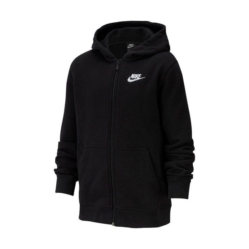 Sportswear Club 'Black' Big Kids' Full-Zip Hoodie