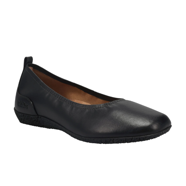 Black leather shoe on a white background