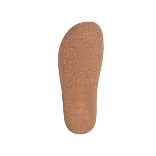 The TAOS Taos Women's Ultimate Leather Mary Jane Forest sandal is shown from the bottom, highlighting its textured sole for grip and arch support, displayed against a plain white background.