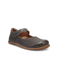 The TAOS Women's Ultimate Leather Mary Jane in Grey features a single strap, cork-textured sole, visible stitching, and built-in arch support, shown on a white background.