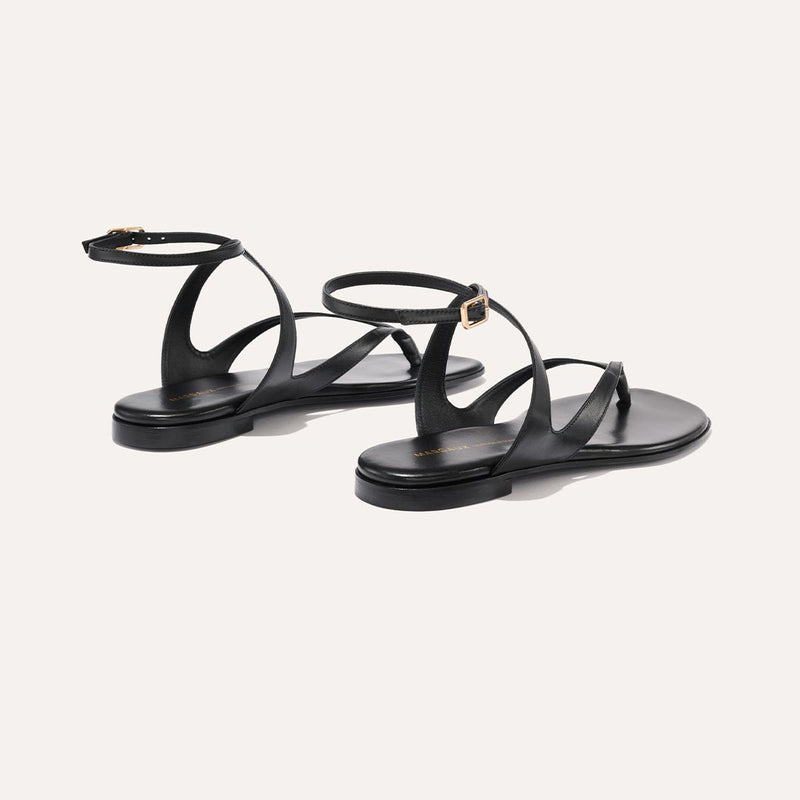 Black leather strappy sandals