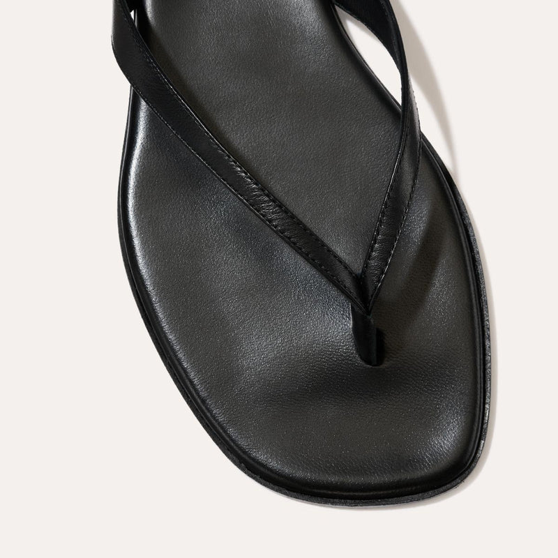 Black leather strappy sandals