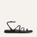 Black sandal with thin straps on a white background