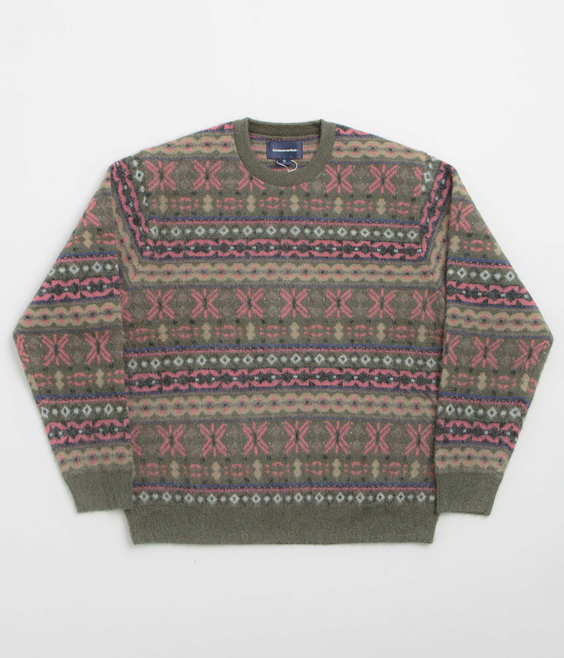 thisisneverthat Fair Isle Knit Sweatshirt in Olive