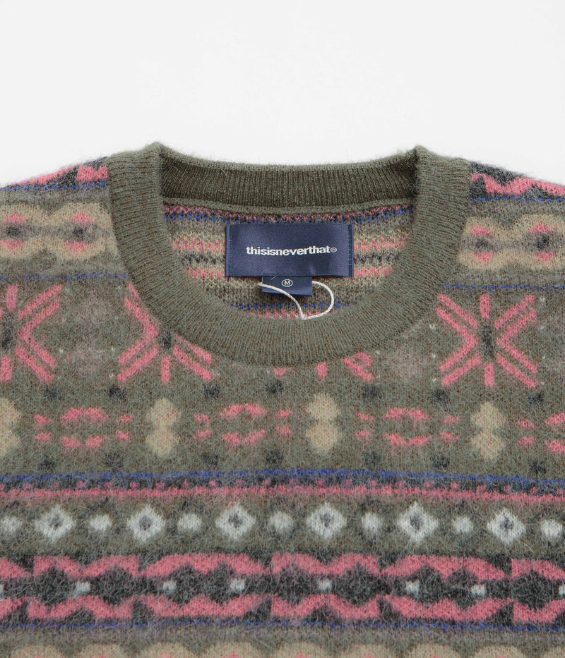 thisisneverthat Fair Isle Knit Sweatshirt in Olive