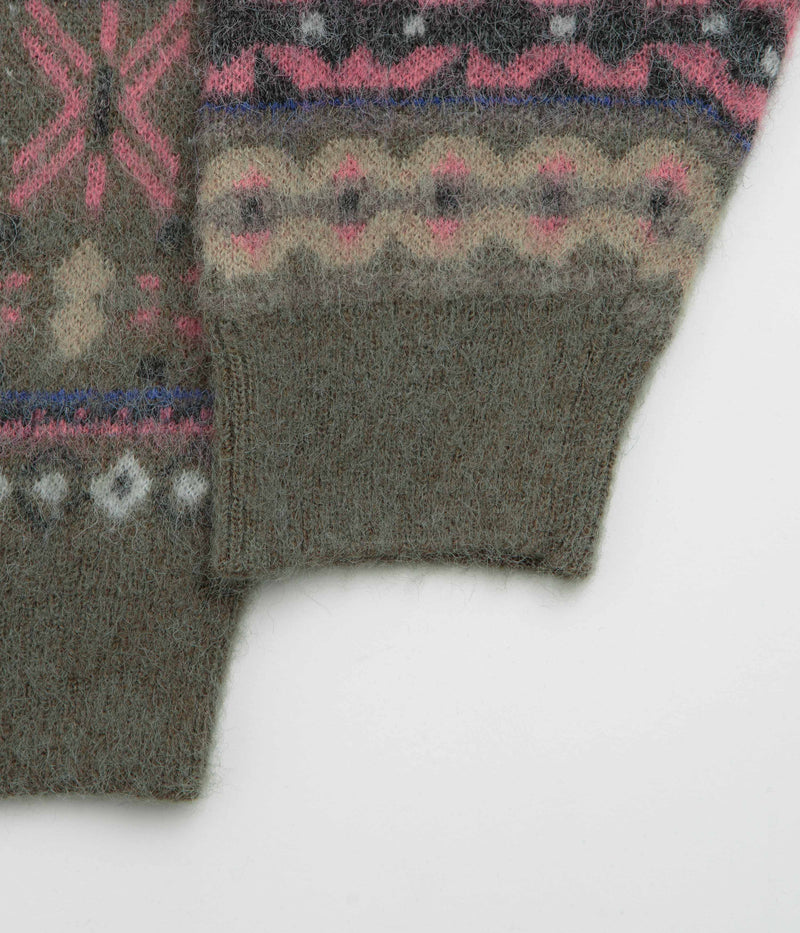 thisisneverthat Fair Isle Knit Sweatshirt in Olive