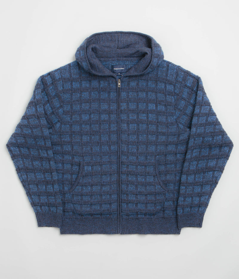 thisisneverthat Textured Knit Zip Hoodie in Navy