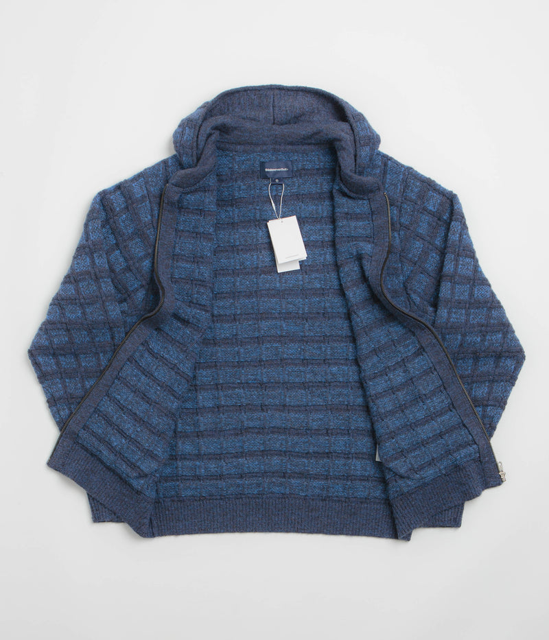 thisisneverthat Textured Knit Zip Hoodie in Navy