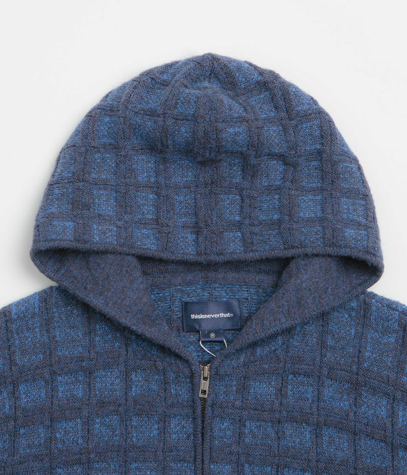 thisisneverthat Textured Knit Zip Hoodie in Navy