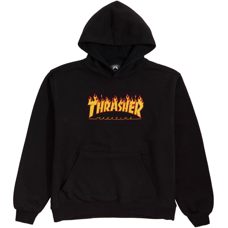 Thrasher Youth Flame Logo Hoodie - Black