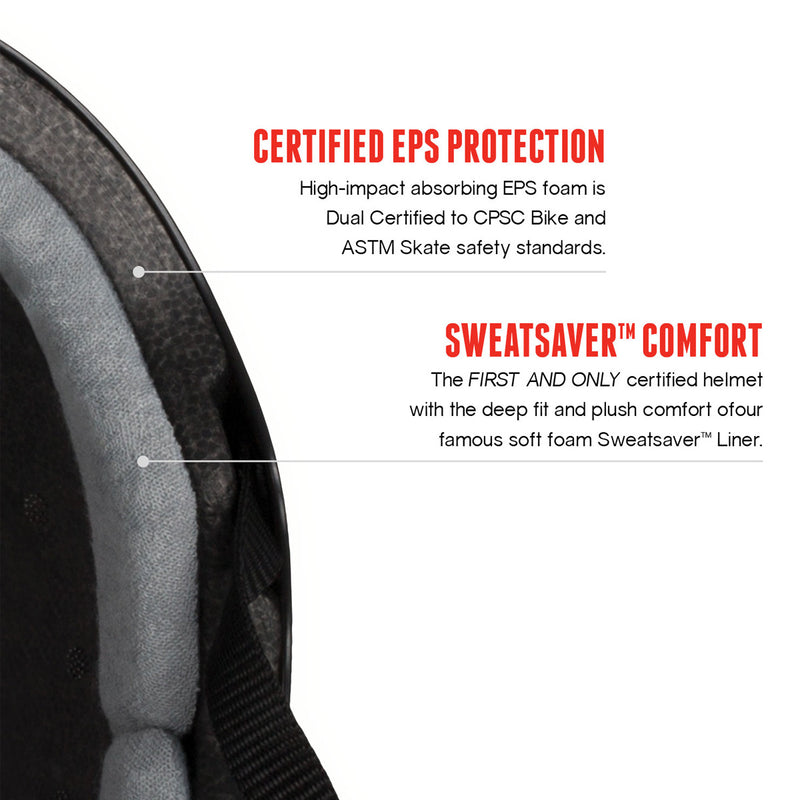 Triple Eight Certified Sweatsaver Helmet - Carbon Rubber