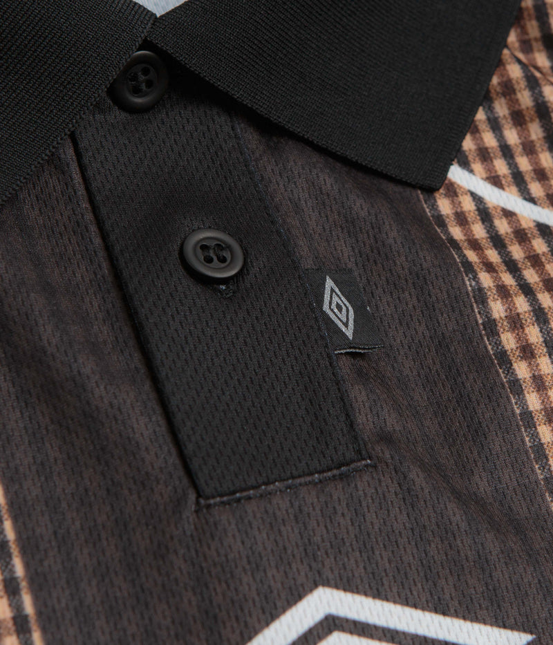 Umbro Cult Unity Check Polo Shirt in Beige and Black