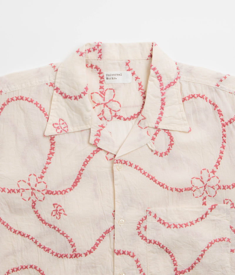 Universal Works Camp Shirt in Ecru Terracotta