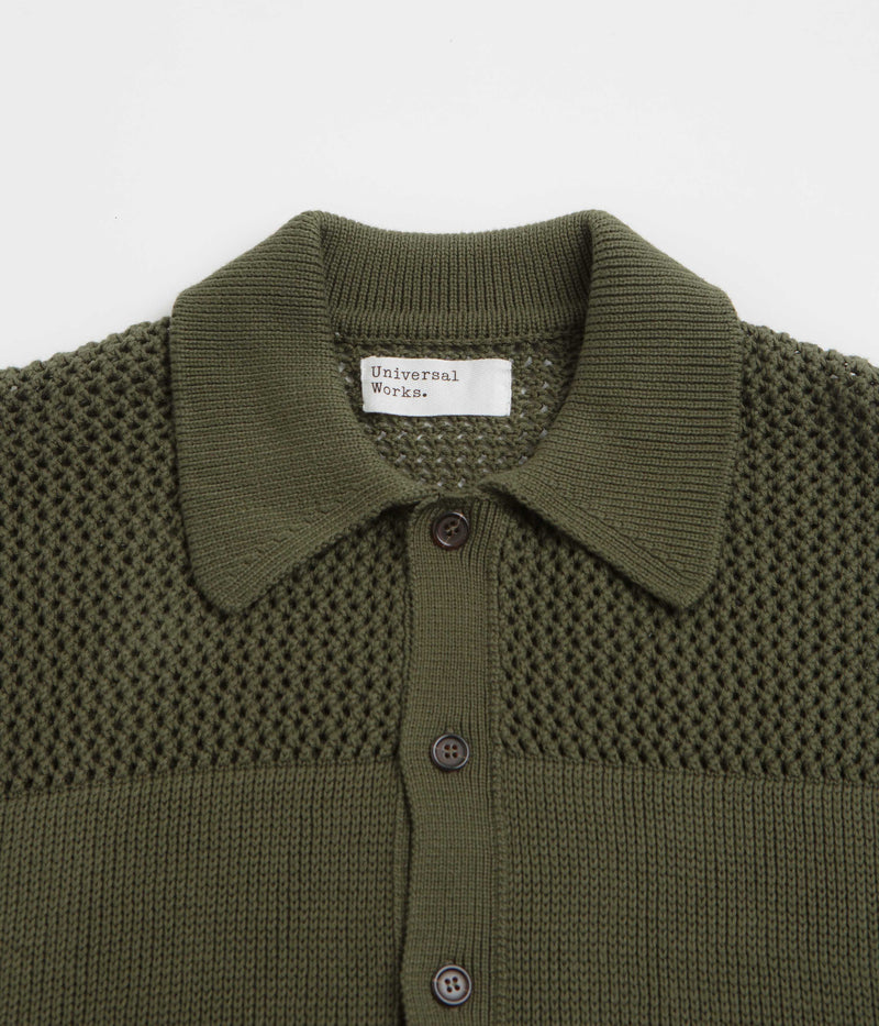 Universal Works Knit Short Sleeve Shirt in Olive