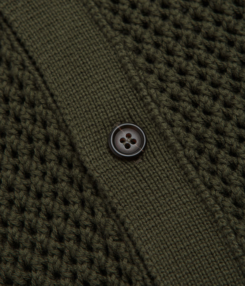 Universal Works Knit Short Sleeve Shirt in Olive